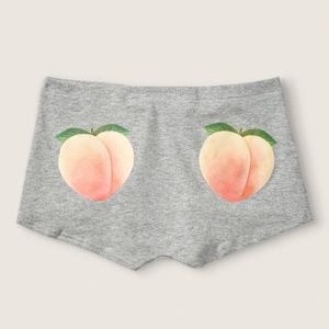 Victoria's Secret PINK Cotton Shortie Panty Gray w Peach Graphic Large NEW